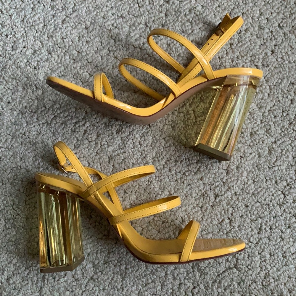 ZARA Yellow Clear Block Heel Heels